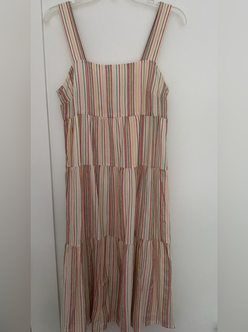Madewell button back tiered dress in rainbow stripe size 4